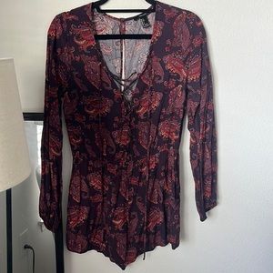 F21 L Paisley Print Romper